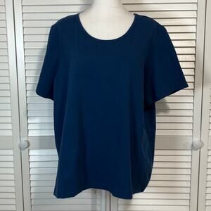 Blair Vintage 90s Navy Blue Minimalist Cottagecore Knit Blouse Women 2XL